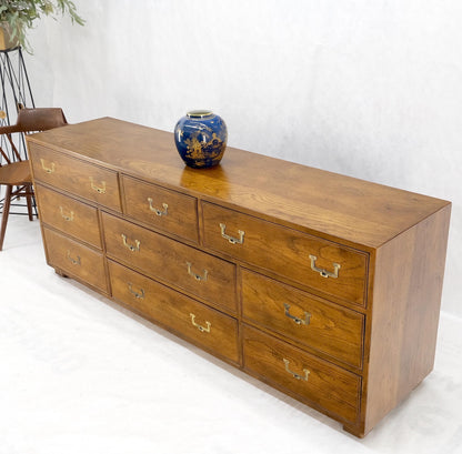 Henredon Campaign Style 9 Drawers Brass Drop Pulls Long Dresser Credenza Mint!