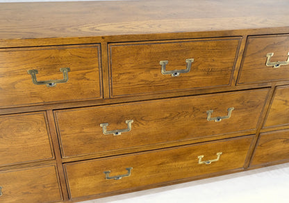 Henredon Campaign Style 9 Drawers Brass Drop Pulls Long Dresser Credenza Mint!