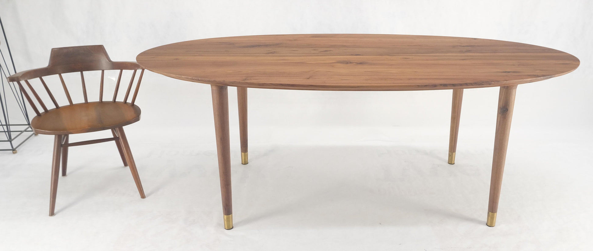 Knife Edge Oval Solid Walnut Tapered Leg 7' long Dining Conference Table MINT!