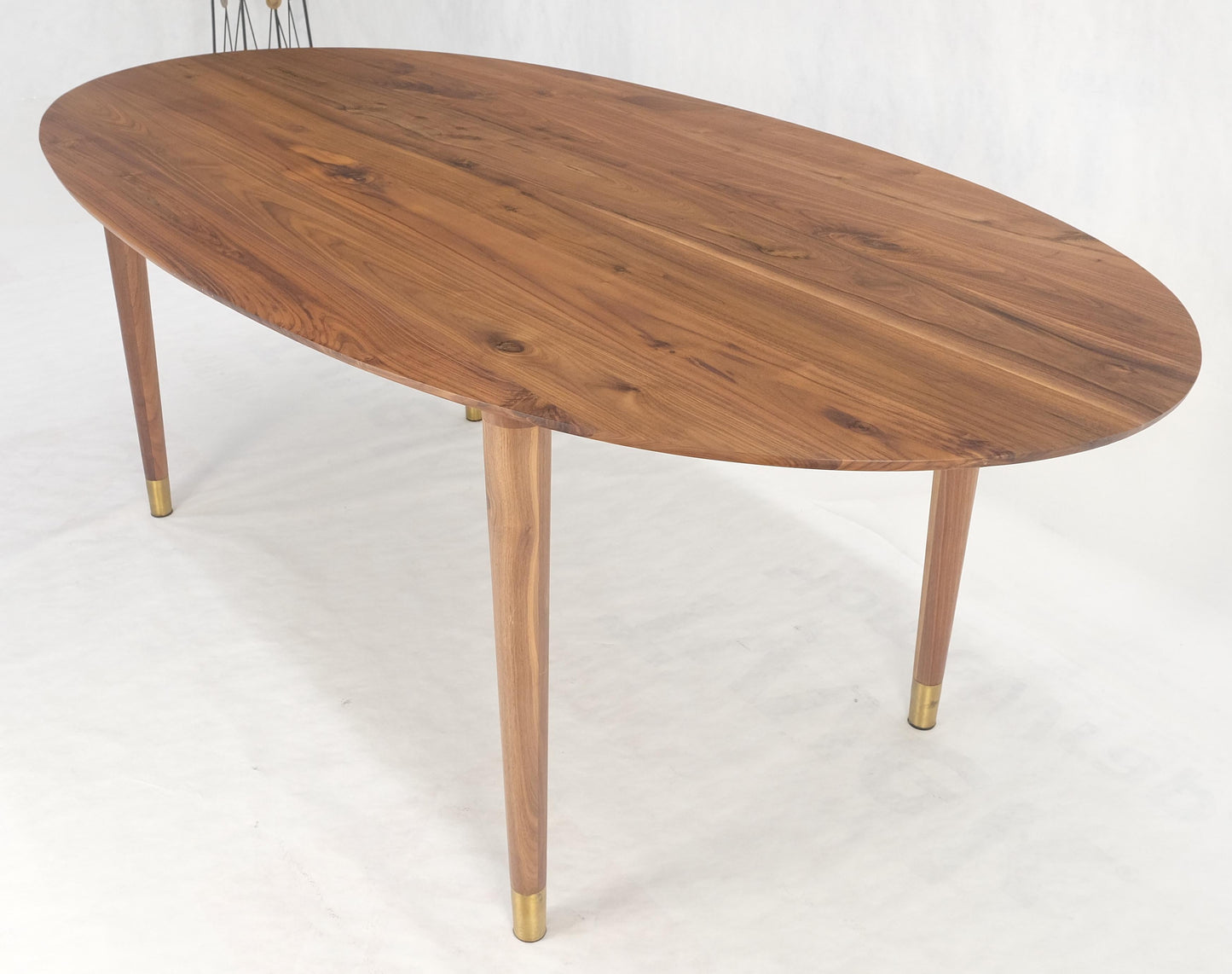 Knife Edge Oval Solid Walnut Tapered Leg 7' long Dining Conference Table MINT!