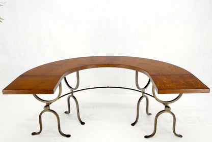 Half Round Horse Shoe Shape Drop Leaf Ends Serving Writing Library Gallery Table