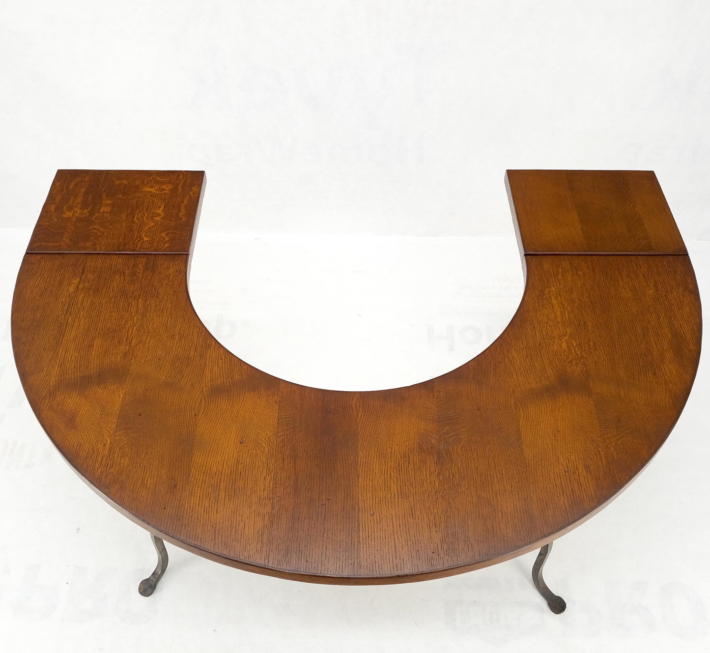 Half Round Horse Shoe Shape Drop Leaf Ends Serving Writing Library Gallery Table