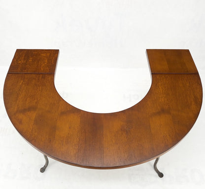 Half Round Horse Shoe Shape Drop Leaf Ends Serving Writing Library Gallery Table