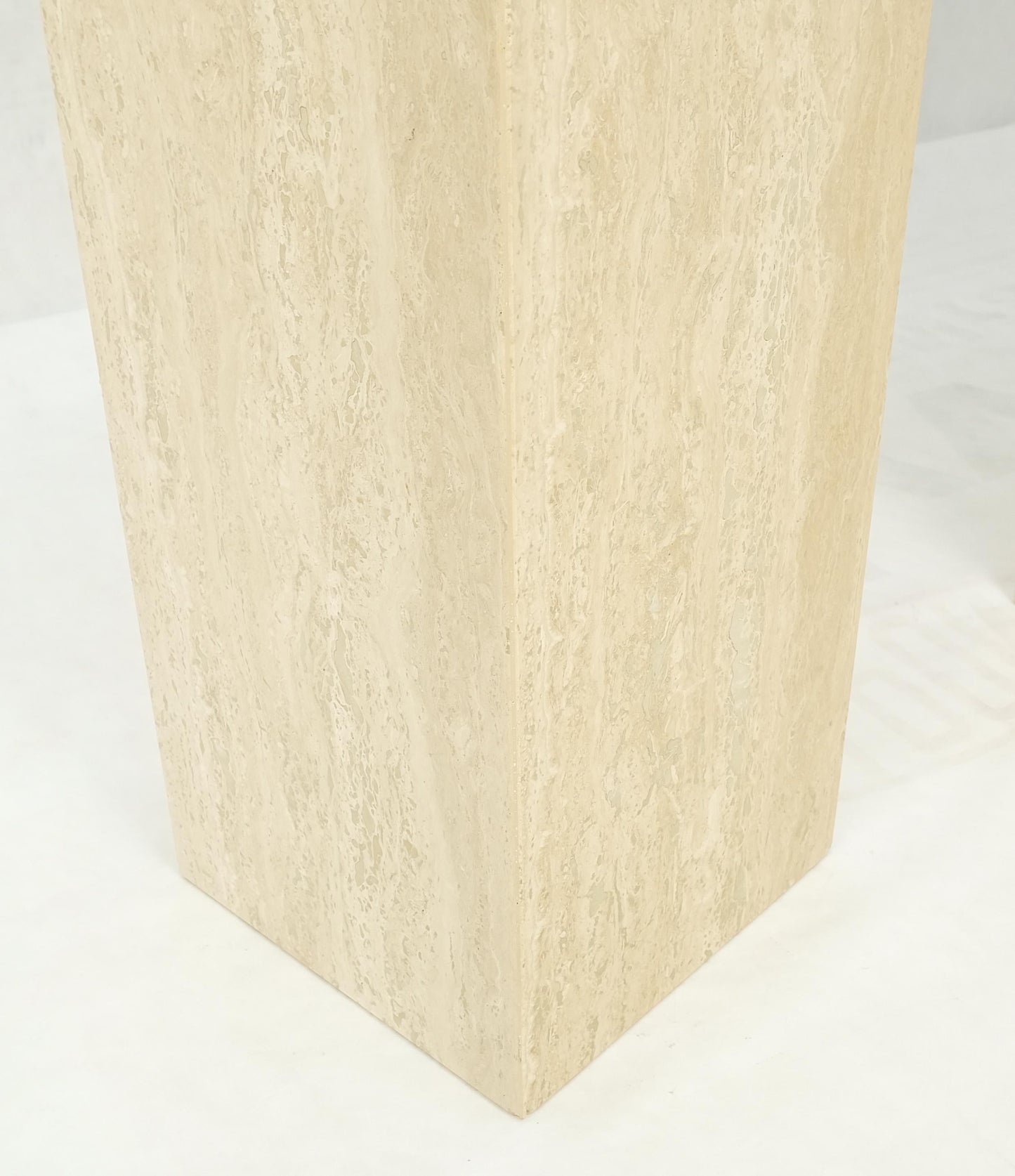 Pair of 10" Square Italian Mid Century Modern Travertine Pedestals Stands MINT!