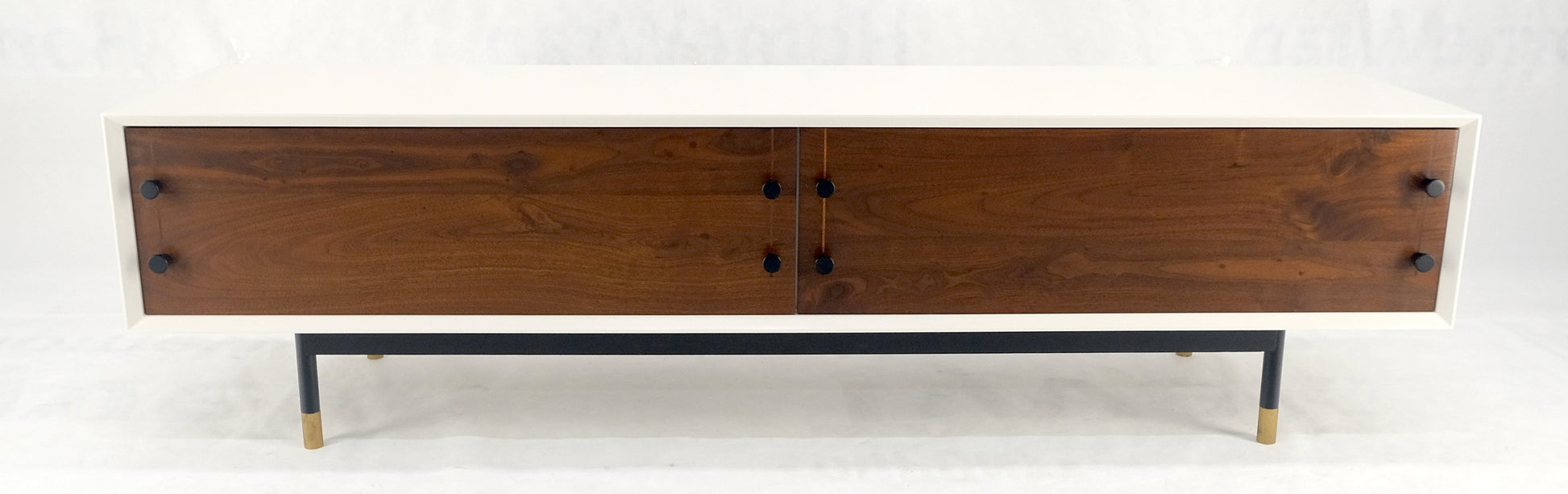 Low Profile White Lacquer Oiled Walnut Drawers TV Stand Credenza Console MINT!