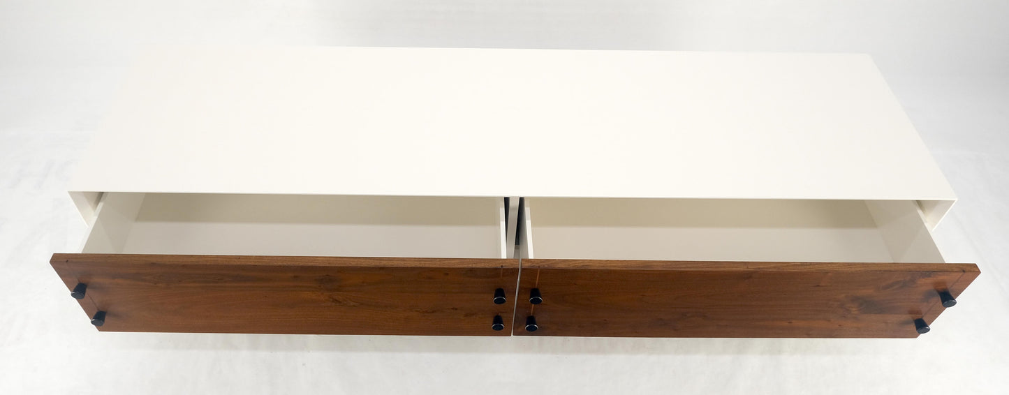 Low Profile White Lacquer Oiled Walnut Drawers TV Stand Credenza Console MINT!