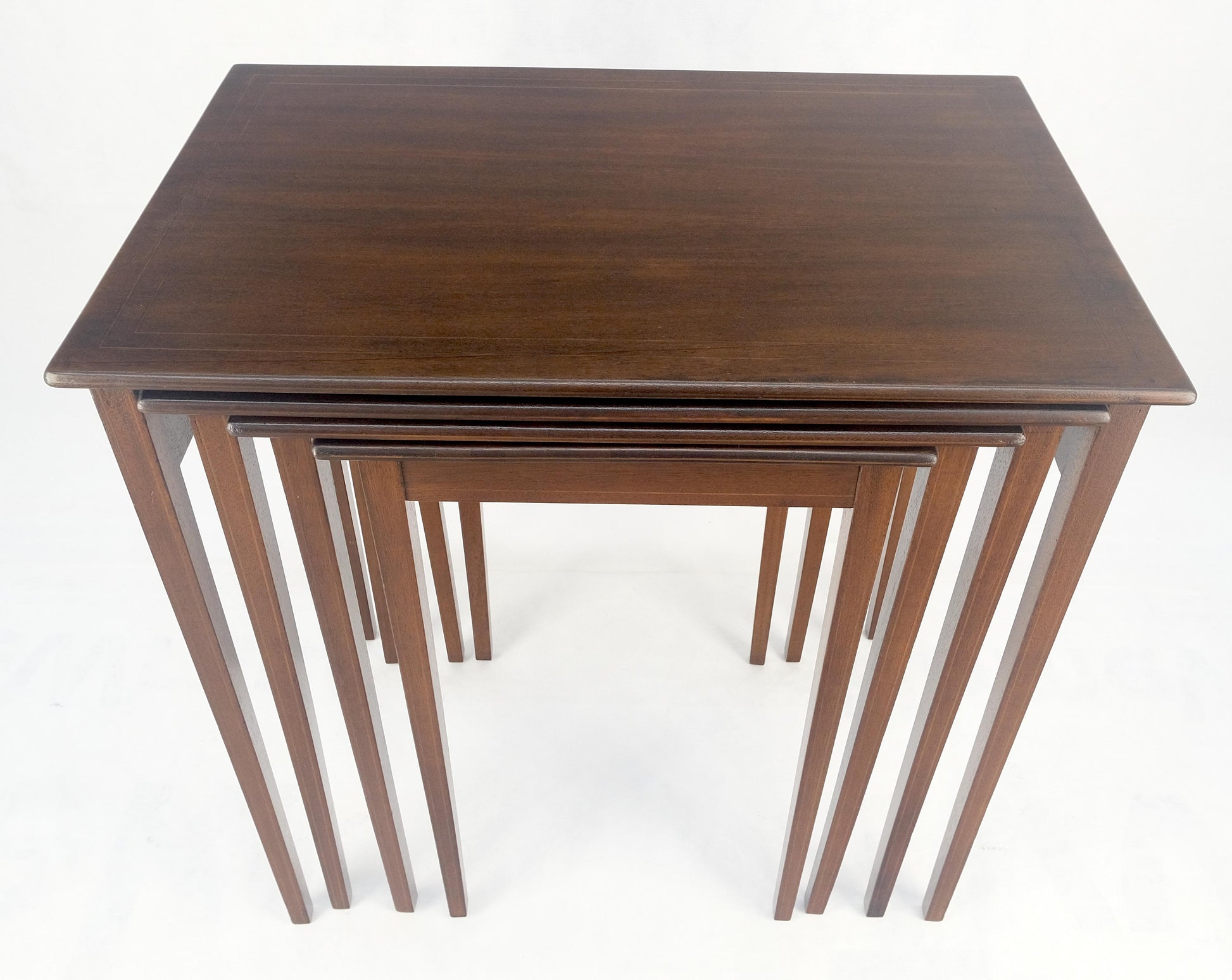 Set of 4 Elegant Tapered Legs Mahogany Federal Nesting Side End Tables MINT