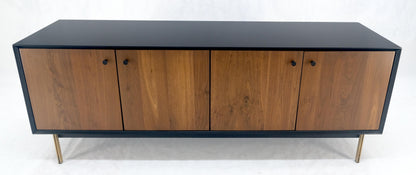 Black Lacquer Walnut Brass Legs 77" Mid Century Modern Long Vintage Credenza