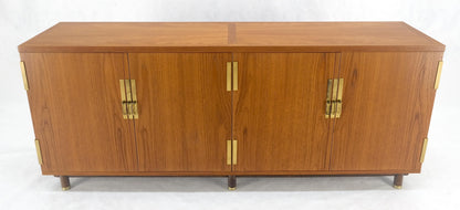 Baker Teak & Brass Double Door Compartment 4 Drawers Credenza Dresser MINT!