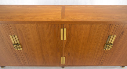 Baker Teak & Brass Double Door Compartment 4 Drawers Credenza Dresser MINT!