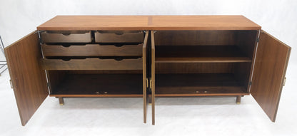 Baker Teak & Brass Double Door Compartment 4 Drawers Credenza Dresser MINT!