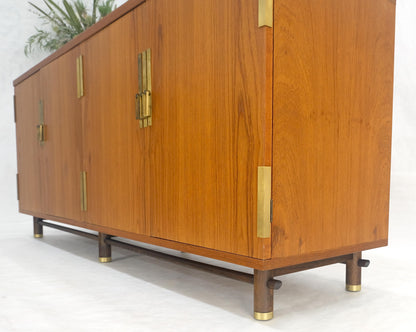 Baker Teak & Brass Double Door Compartment 4 Drawers Credenza Dresser MINT!