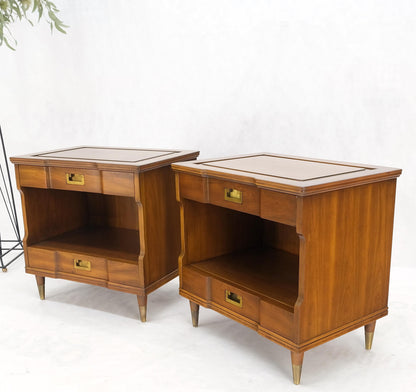 Pair Widdicomb Campaign Style Solid Cherry Brass Pulls Night Stands Tables MINT!