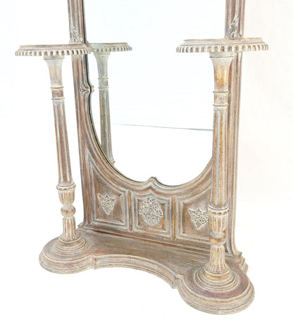 Very Fine Carved & Gilt Wood Pier Mirror Built in Pedestals Flower Stands MINT!