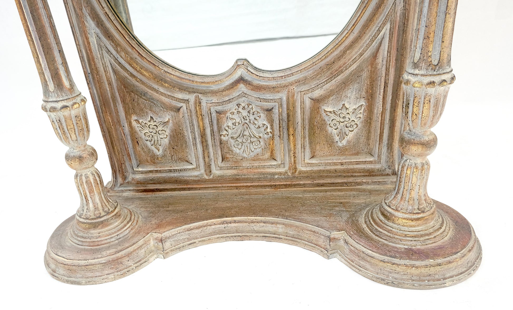 Very Fine Carved & Gilt Wood Pier Mirror Built in Pedestals Flower Stands MINT!