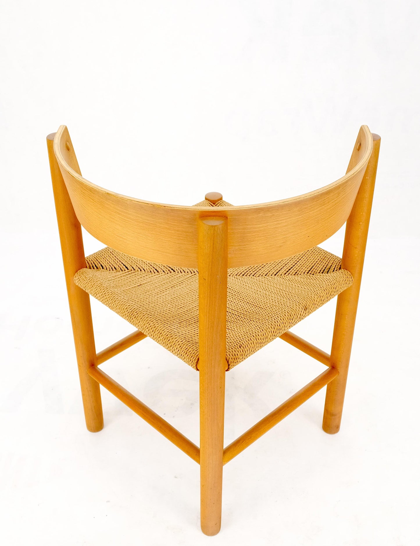 Danish Mid-Century Modern Fritz Hansen Rush Seat Bent Wood Corner Chair MINT!