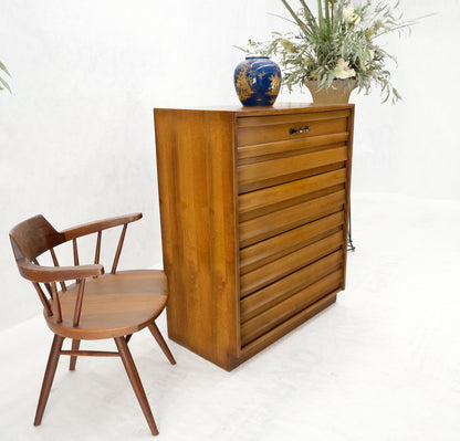 American Mid-Century Modern Light Walnut 5 Drawers High Chest Dresser Mint!