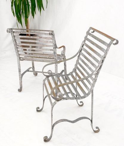 Heavy Antique Wrought Iron Outdoor Chairs His & Hers