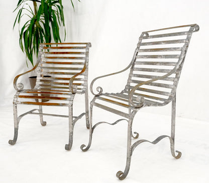 Heavy Antique Wrought Iron Outdoor Chairs His & Hers