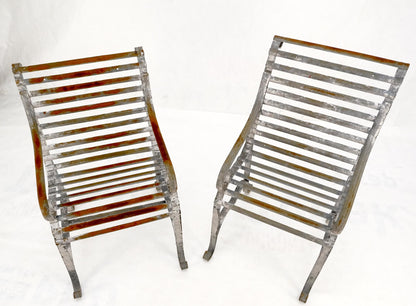 Heavy Antique Wrought Iron Outdoor Chairs His & Hers