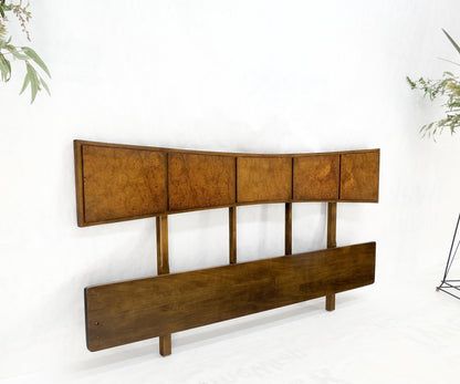 King Size Mid-Century Modern Butterfly Bow Shape Burl Wood Headboard Bed Mint!