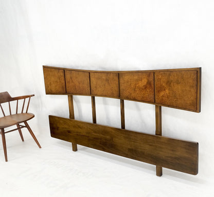 King Size Mid-Century Modern Butterfly Bow Shape Burl Wood Headboard Bed Mint!