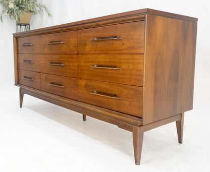 American Light Oiled Walnut 9 Drawers  Sculptured Pull 66" Long Dresser Credenza