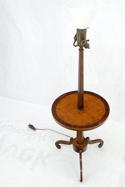 Rosewood & Burl Wood Tripod Base Side Table Regency Style Floor Lamp Mint