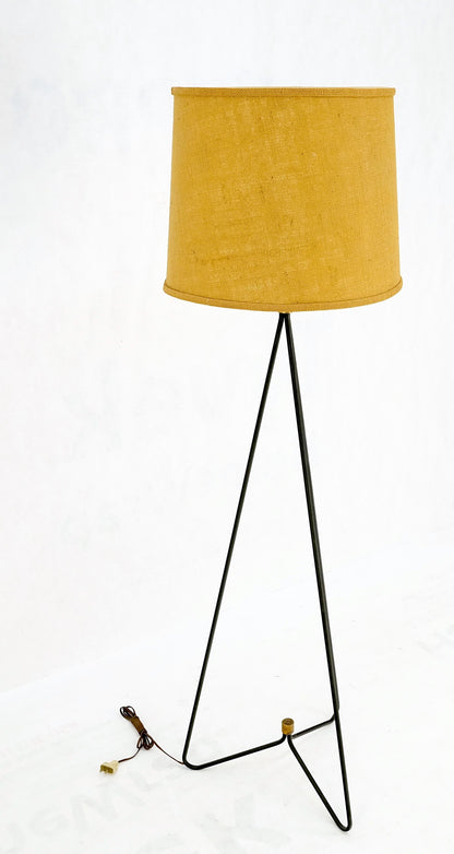 Mid-Century Modern Wire Tripod Base Brass Finial Floor Lamp