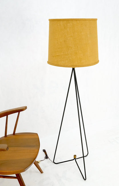 Mid-Century Modern Wire Tripod Base Brass Finial Floor Lamp