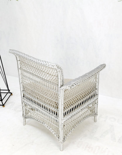 Antique Wicker Corner Chair Finished Painted in Silver Metal Finish Mint