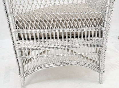 Antique Wicker Corner Chair Finished Painted in Silver Metal Finish Mint