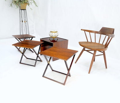 Set 4 Nesting Folding X Bases Rosewood & Brass End Side Tables Stands Denmark