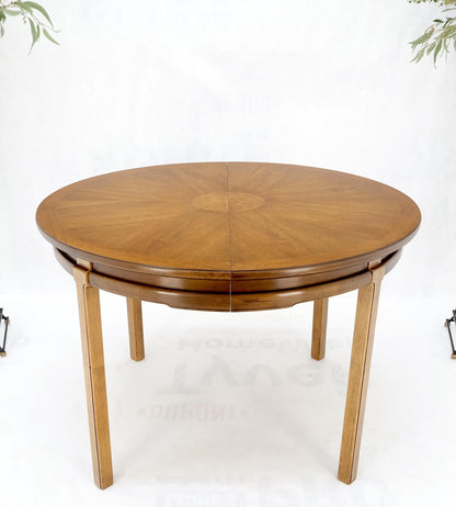 Round Sunburst Pattern Mid-Century Modern Dining Table with Two Leaves Mint