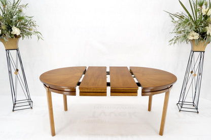 Round Sunburst Pattern Mid-Century Modern Dining Table with Two Leaves Mint