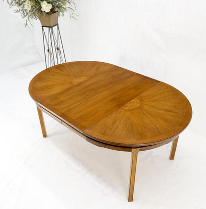 Round Sunburst Pattern Mid-Century Modern Dining Table with Two Leaves Mint