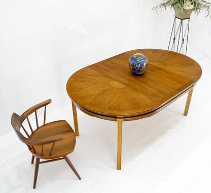 Round Sunburst Pattern Mid-Century Modern Dining Table with Two Leaves Mint