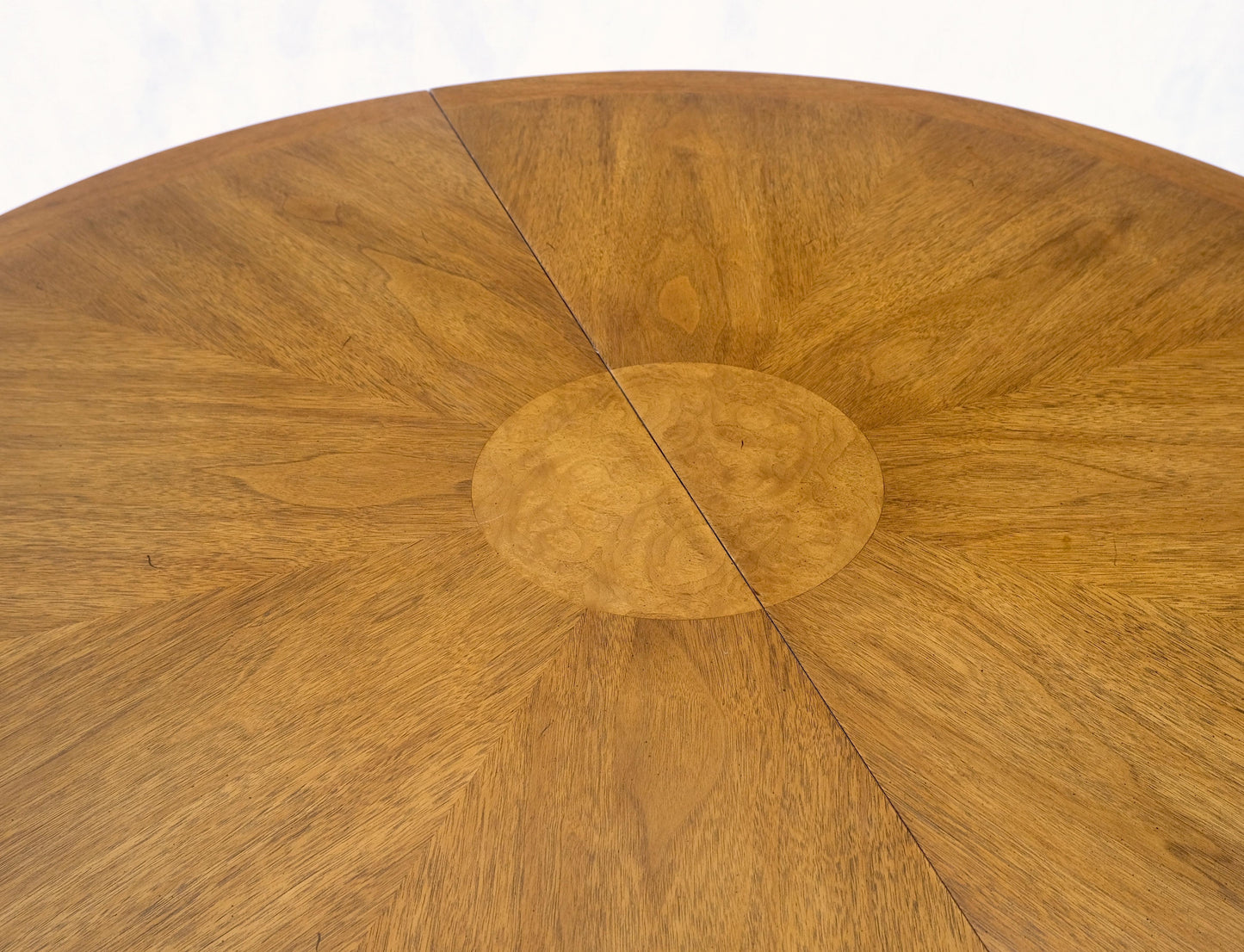 Round Sunburst Pattern Mid-Century Modern Dining Table with Two Leaves Mint