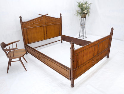 Faux Bamboo Cane Restored Queen Size Headboard Footboard Bed Bloomingdales MINT