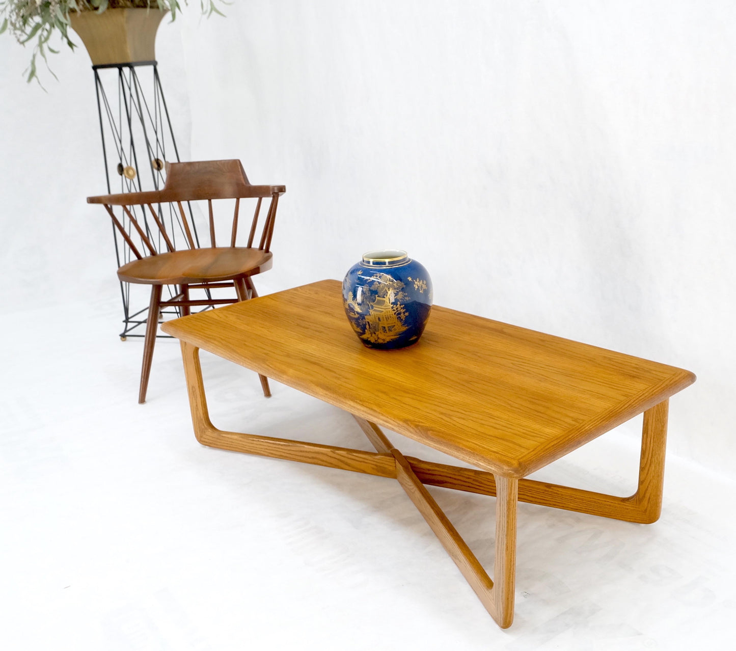 Restored x Base Rectangle Chestnut Coffee Table by Lane Mid-Century Modern Mint!