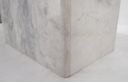 Grey & White Marble Rounded Corners Single Pedestal Dining Conference Table