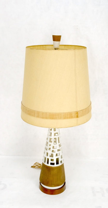 Mid-Century Modern Cone Shape Geometrical Pattern Pierce Pattern Base Table Lamp