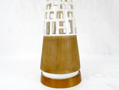 Mid-Century Modern Cone Shape Geometrical Pattern Pierce Pattern Base Table Lamp