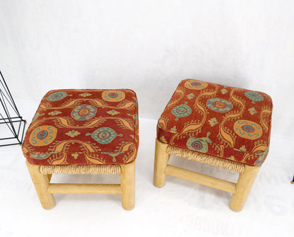 Pair of Heavy Thick Solid Chestnut Legs Rope Seats Benches Stools Mint!