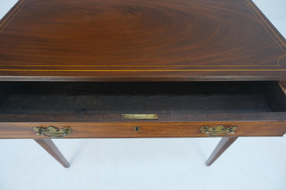 c.1880s Fine One Drawer Inlayed Solid Crotch Mahogany Top Console Table MINT!