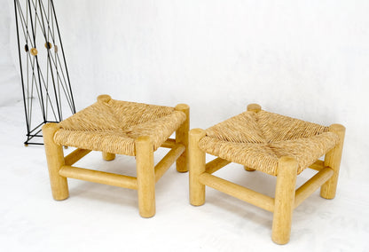 Pair of Heavy Thick Solid Chestnut Legs Rope Seats Benches Stools Mint!