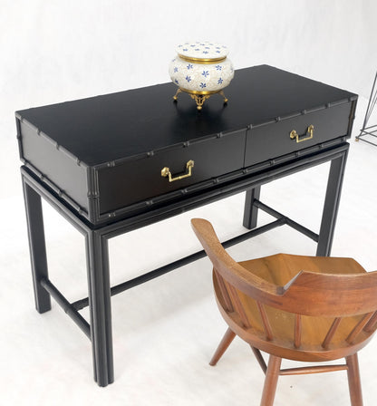 Ficks Reed Black Lacquer Faux Bamboo Solid Brass Pulls Two Drawer Console Desk