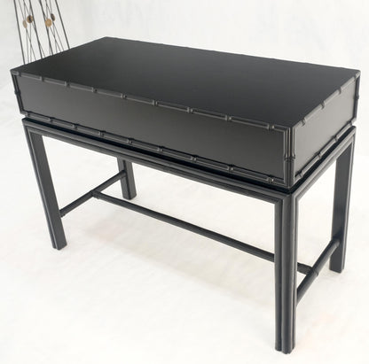 Ficks Reed Black Lacquer Faux Bamboo Solid Brass Pulls Two Drawer Console Desk