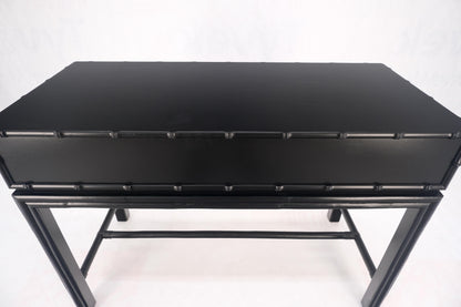 Ficks Reed Black Lacquer Faux Bamboo Solid Brass Pulls Two Drawer Console Desk