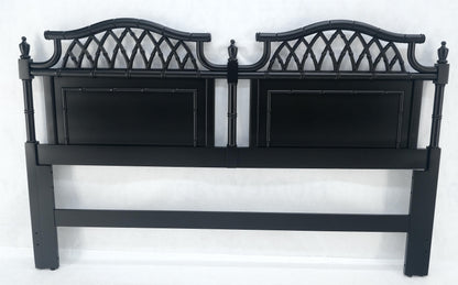 Faux Bamboo Black Lacquer King Size Headboard Bed MINT!